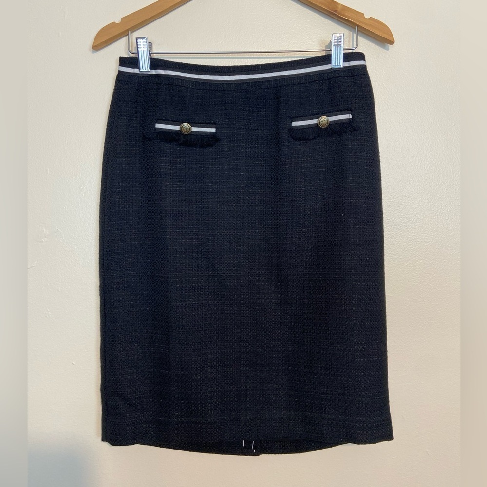 NWT TALBOTS TEXTURED TWEED CONTEMPORARY POLISHED PENCIL SKIRT BLACK
